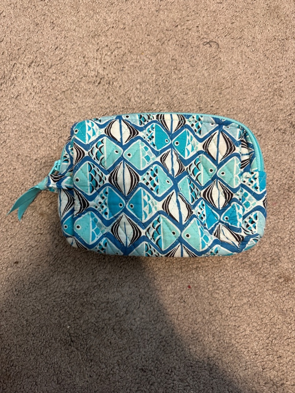 Vera Bradley Turquoise & Blue Fish-Scale Quilted Cosmetic Pouch
